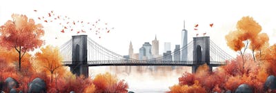 Uma ilustração horizontal da Ponte do Brooklyn 039
