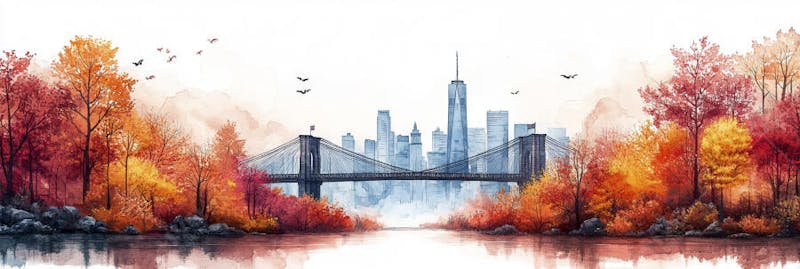 Uma ilustração horizontal da Ponte do Brooklyn 038