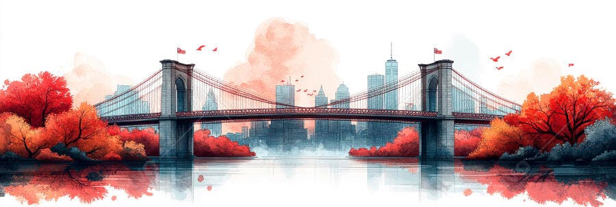 Ponte do Brooklyn Outono Nova Iorque