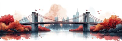 Uma ilustração horizontal da Ponte do Brooklyn 044