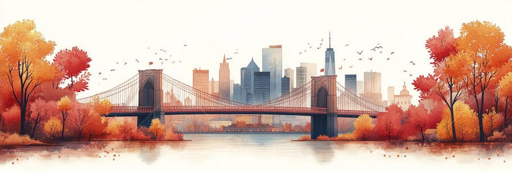 Uma ilustração horizontal da Ponte do Brooklyn 042