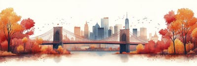 Uma ilustração horizontal da Ponte do Brooklyn 042