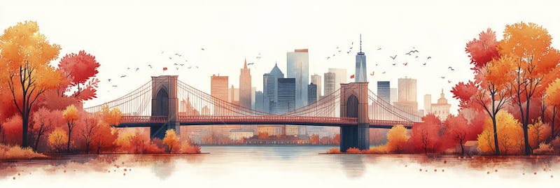Uma ilustração horizontal da Ponte do Brooklyn 042