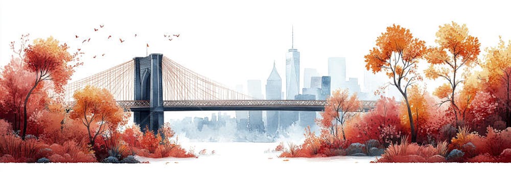 Uma ilustração horizontal da Ponte do Brooklyn 043