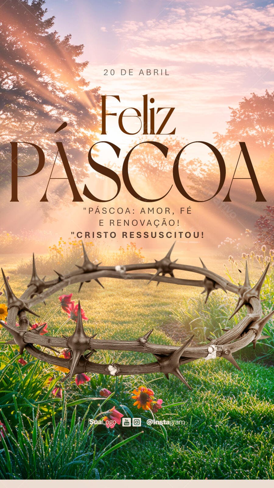 Flyer Páscoa 20 de Abril PSD Editável