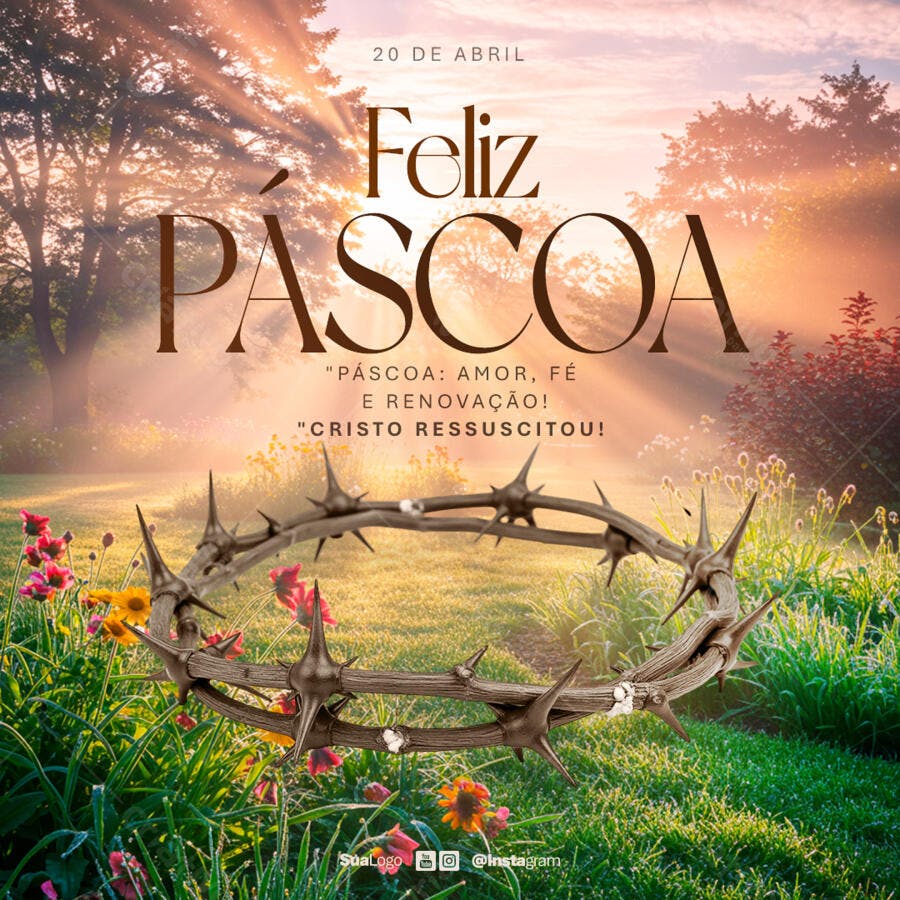 Postagem Feliz Páscoa PSD Editável
