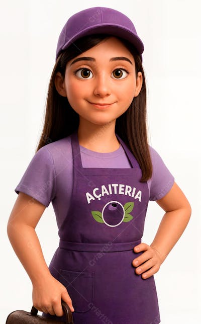 Personagem 3D feminina segurando açaí com roupa (3)