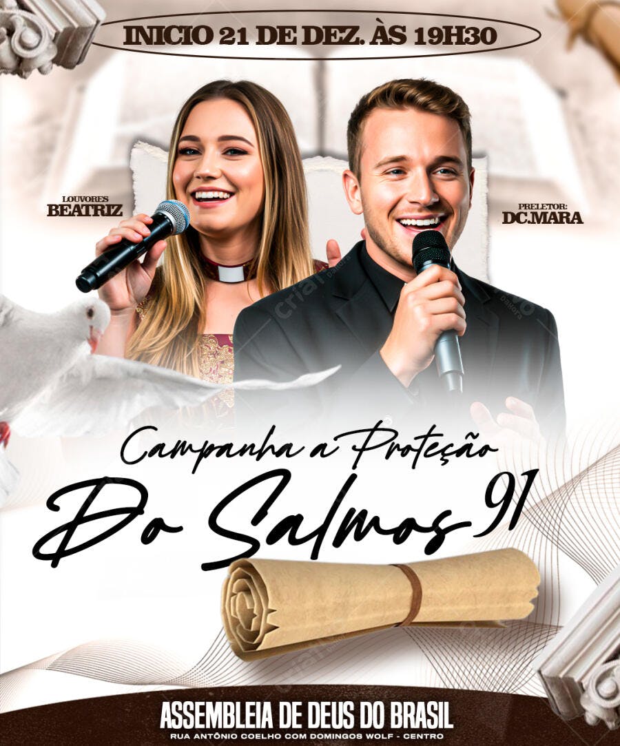 Flyer Igreja Campanha Salmos 91 PSD Editável