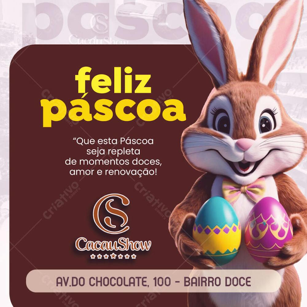 FELIZ PÁSCOA CACAU SHOW COELHO DA PÁSCOA