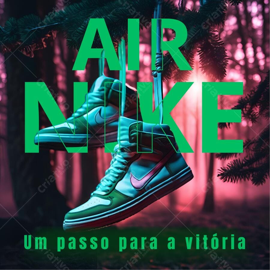 Post Instagram Nike Verde e Rosa Editável no Canva
