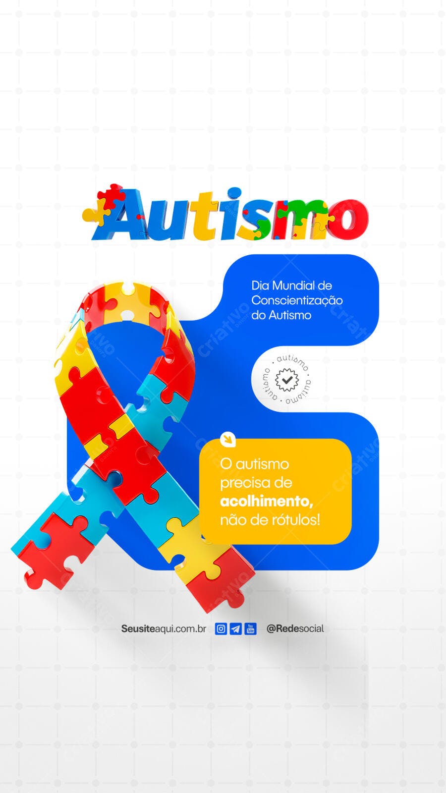 Post para o Dia Mundial de Conscientização do Autismo PSD Editável