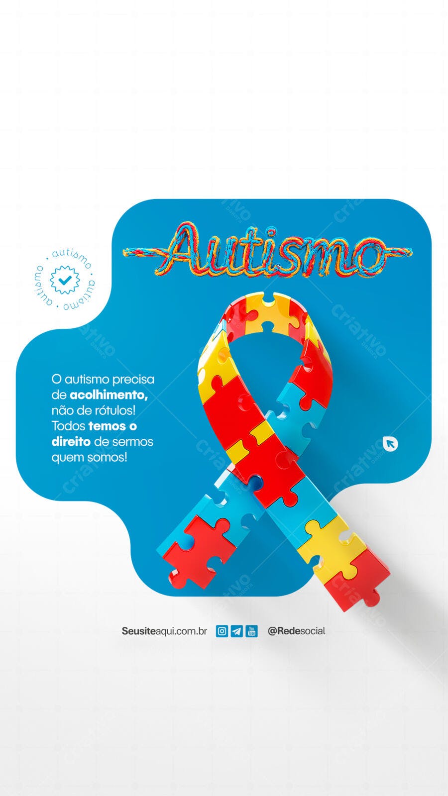 Post para o Dia Mundial da Conscientização do Autismo PSD Editável