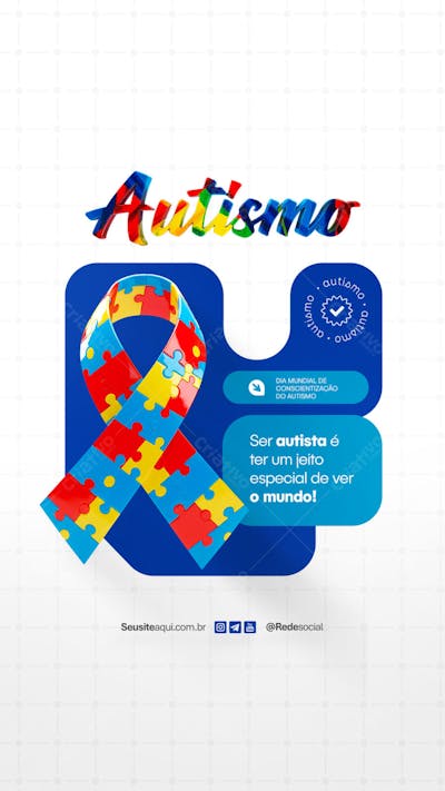 Dia Mundial de Conscientização do Autismo 2 de Abril Social Media PSD Editável (3)