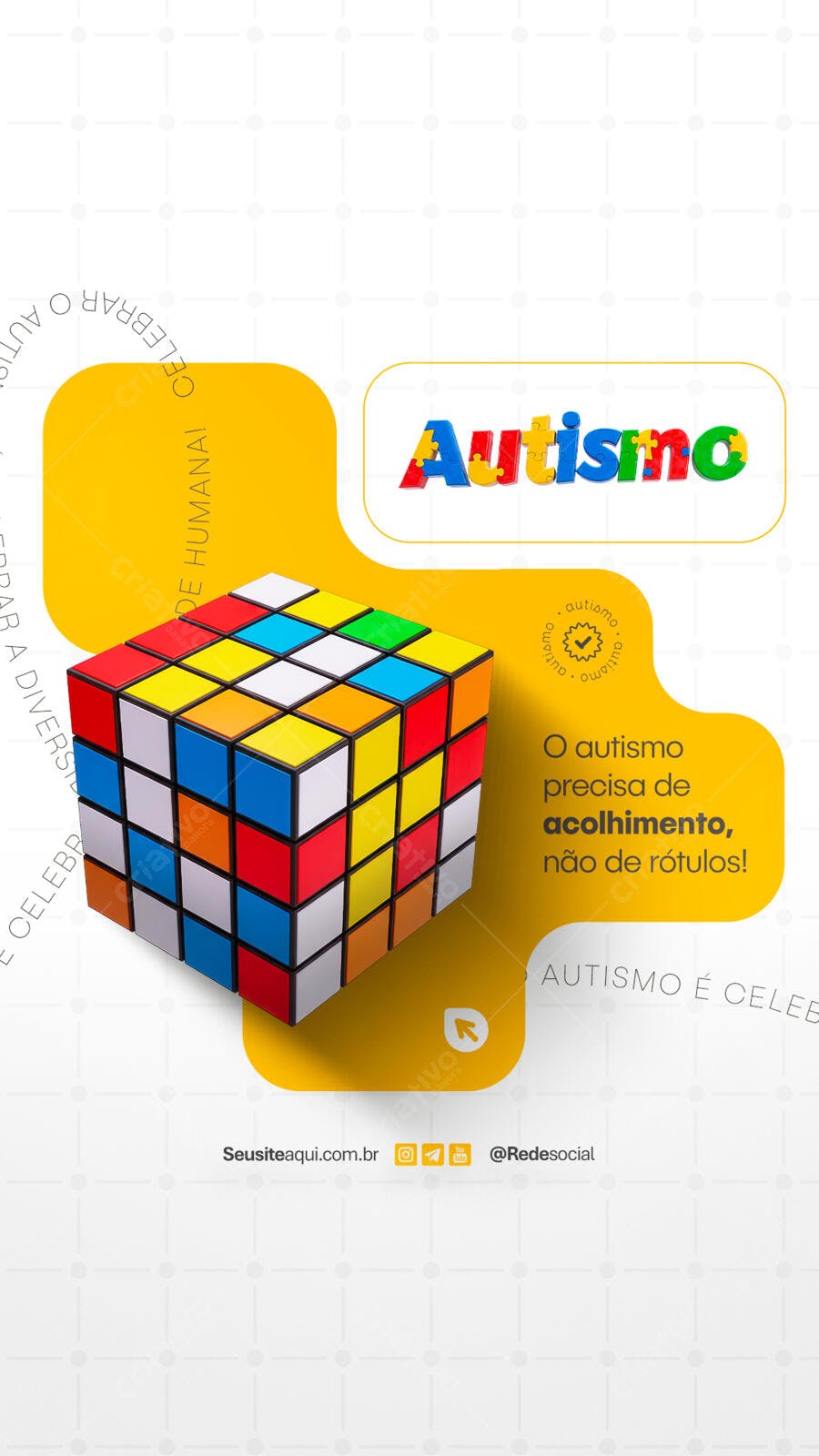 Flyer Dia Mundial da Conscientização do Autismo PSD Editável