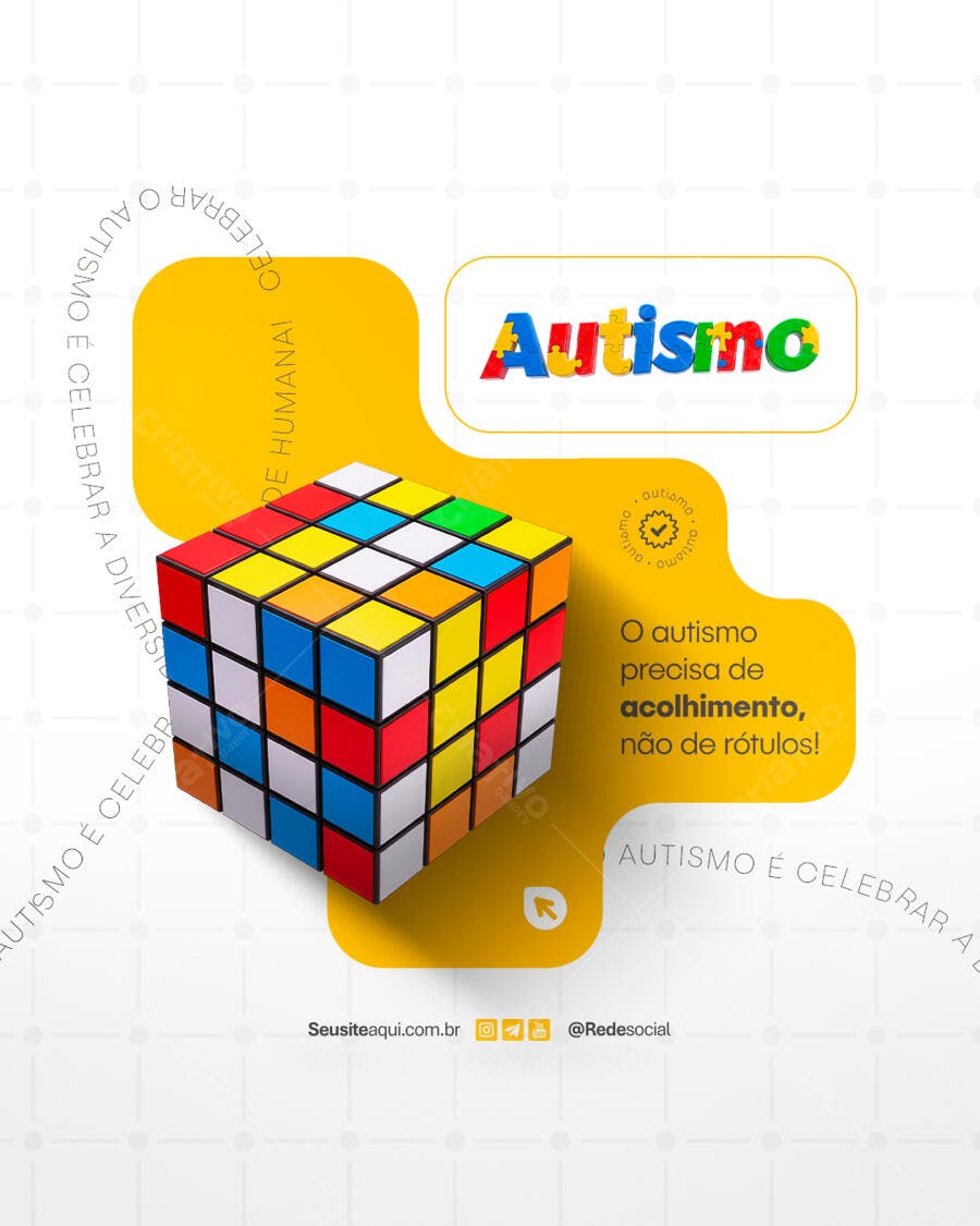 Post para o Dia Mundial de Conscientização do Autismo PSD Editável