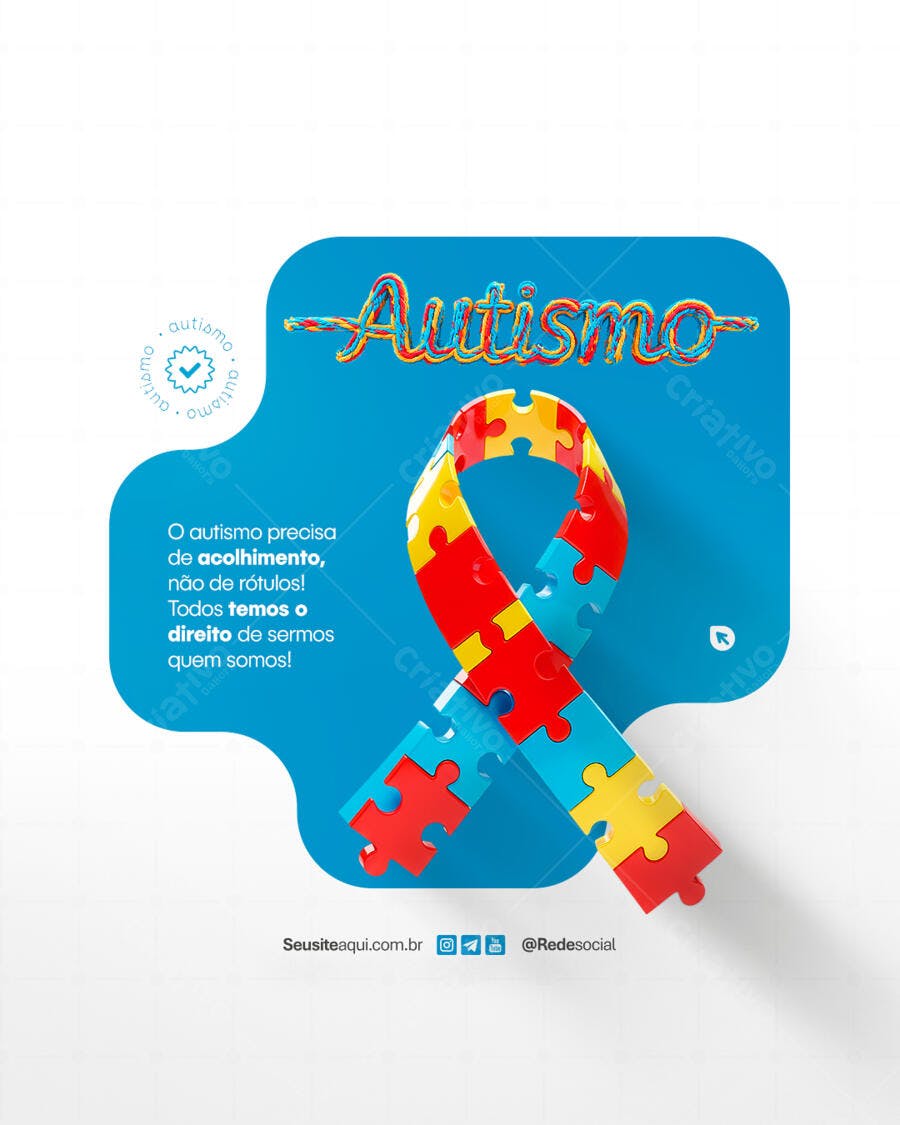Post para o Dia Mundial de Conscientização do Autismo PSD Editável