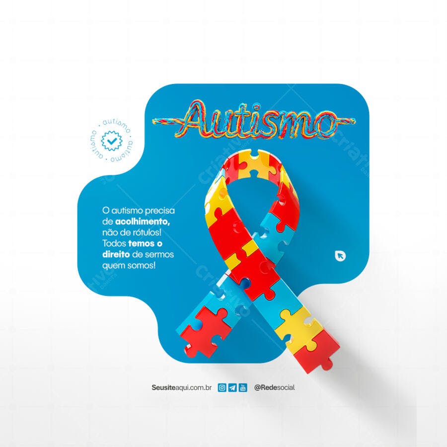 Post para o Dia Mundial de Conscientização do Autismo PSD Editável