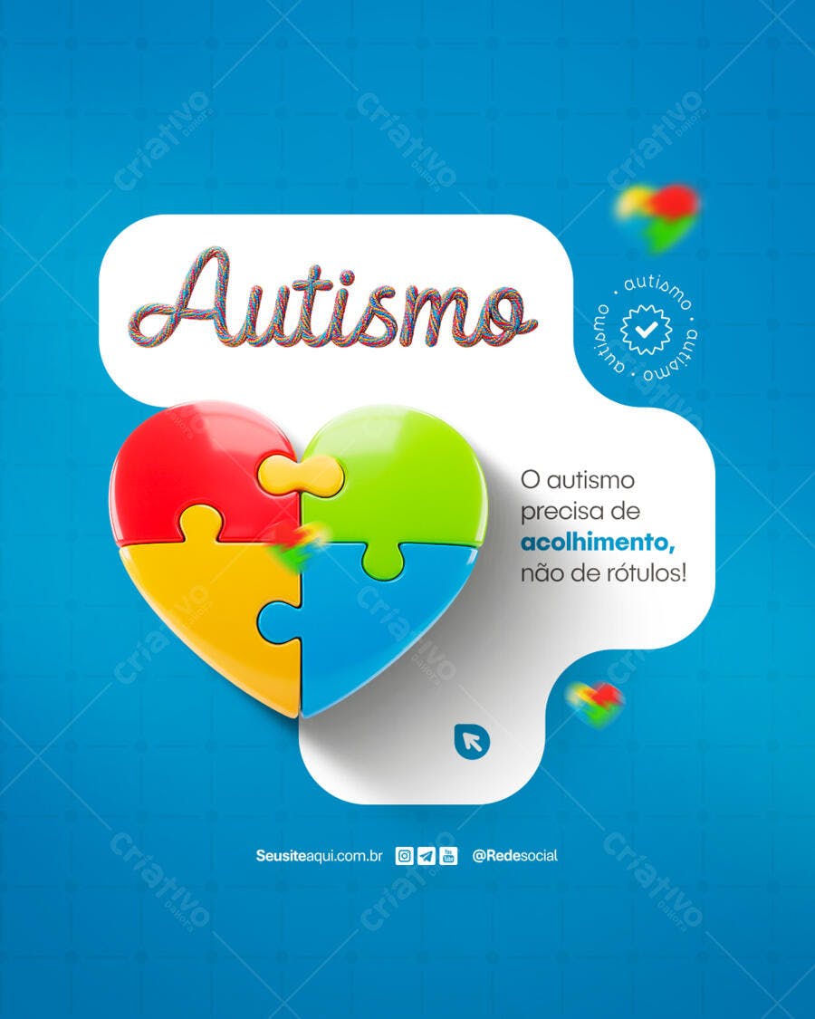 Post para o Dia Mundial de Conscientização do Autismo PSD Editável