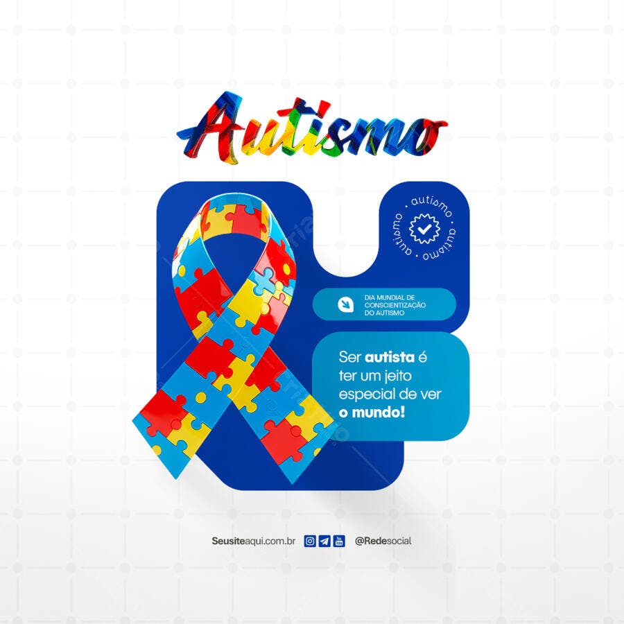 Post para o Dia Mundial do Autismo PSD Editável