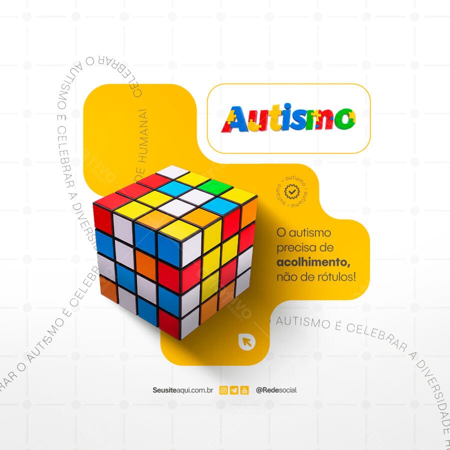 Post para o Dia Mundial de Conscientização do Autismo PSD Editável