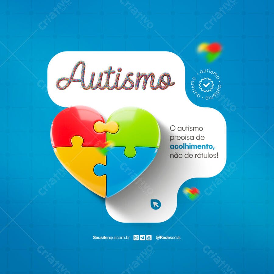 Post para o Dia Mundial de Conscientização do Autismo PSD Editável