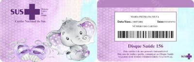 Cartão SUS Elefante Rosa