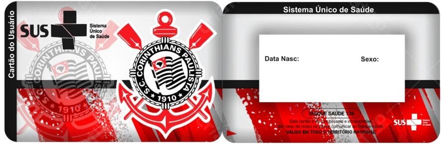 Cartão SUS Corinthians Editável no Canva