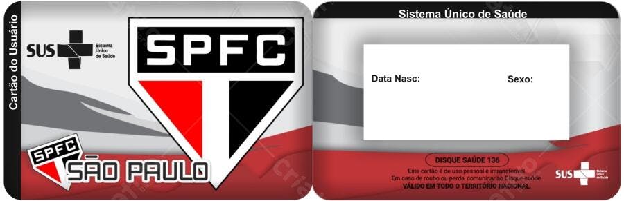 Cartão SUS São Paulo FC Editável no Canva