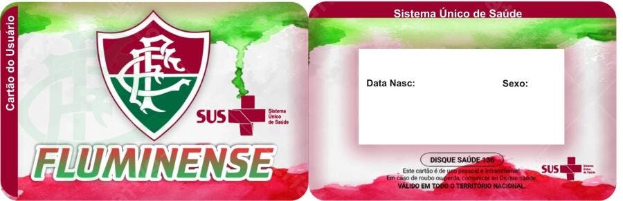 Cartão SUS Fluminense com brasão Editável no Canva