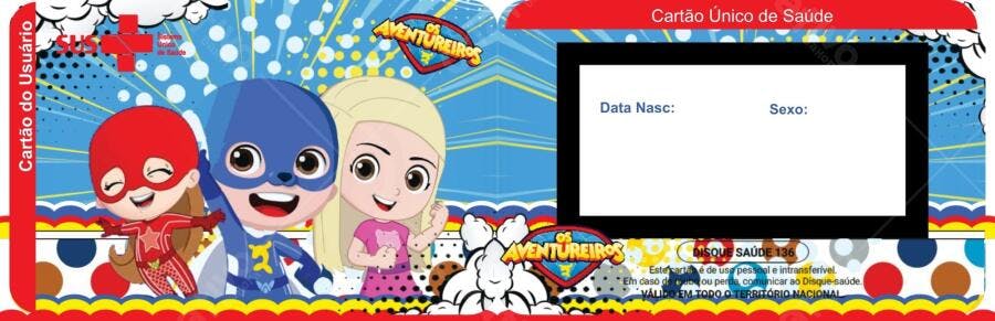Cartão SUS Os Aventureros Editável no Canva