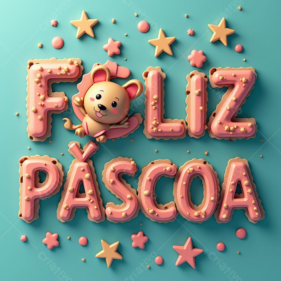 Ursinho em biscoitos Feliz Páscoa