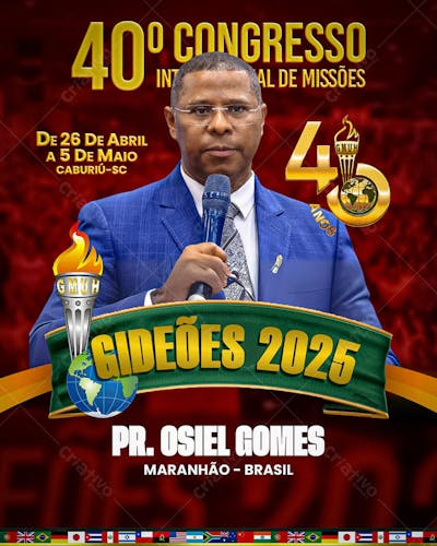 CARTAZ PADRÃO GIDEÕES MISSIONÁRIOS DA ULTIMA HORA 2025 PASTOR OSIEL GOMES