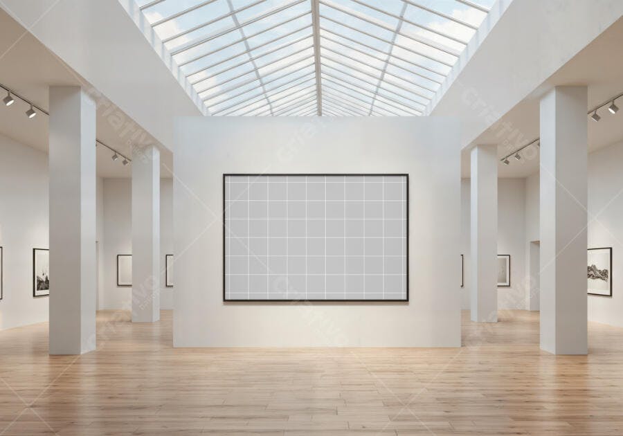 Mockup Quadro em Galeria Moderna Minimalista