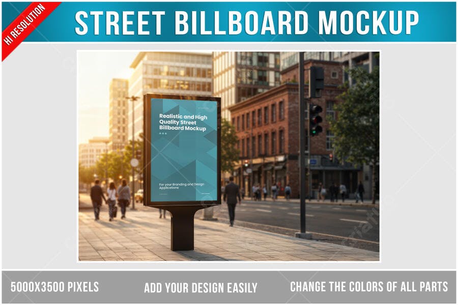Mockup de Outdoor Realista: Painel de Rua em Cenário Urbano