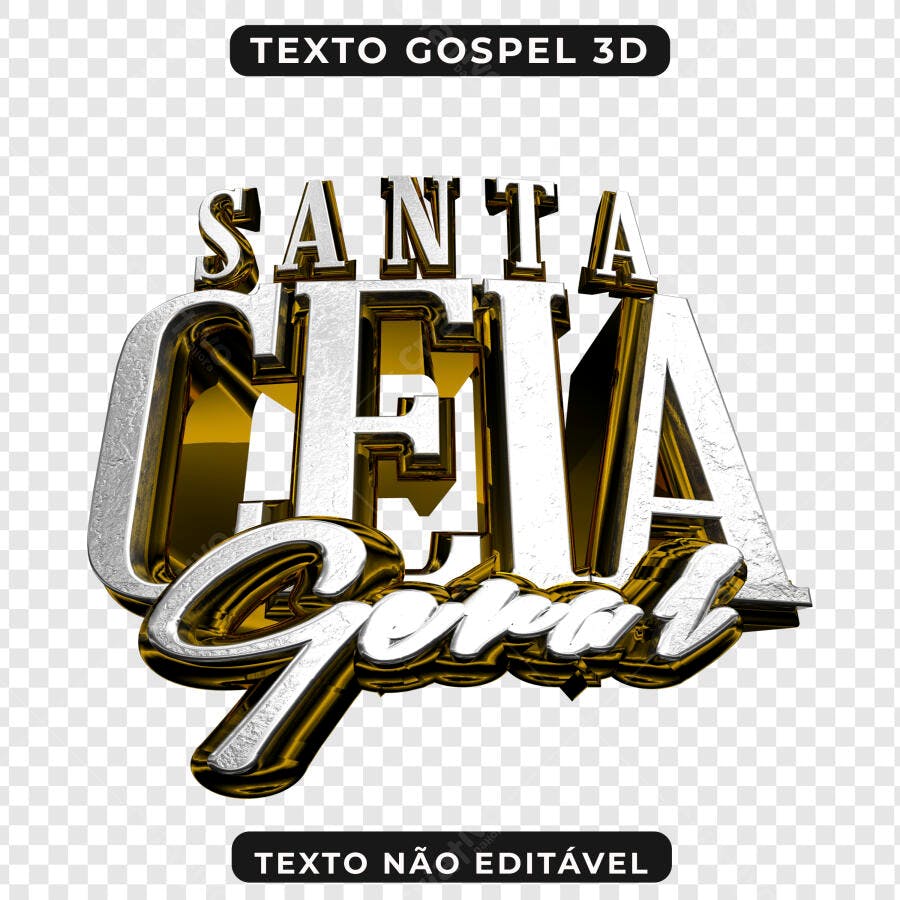 Selo 3D religioso dourado e prata
