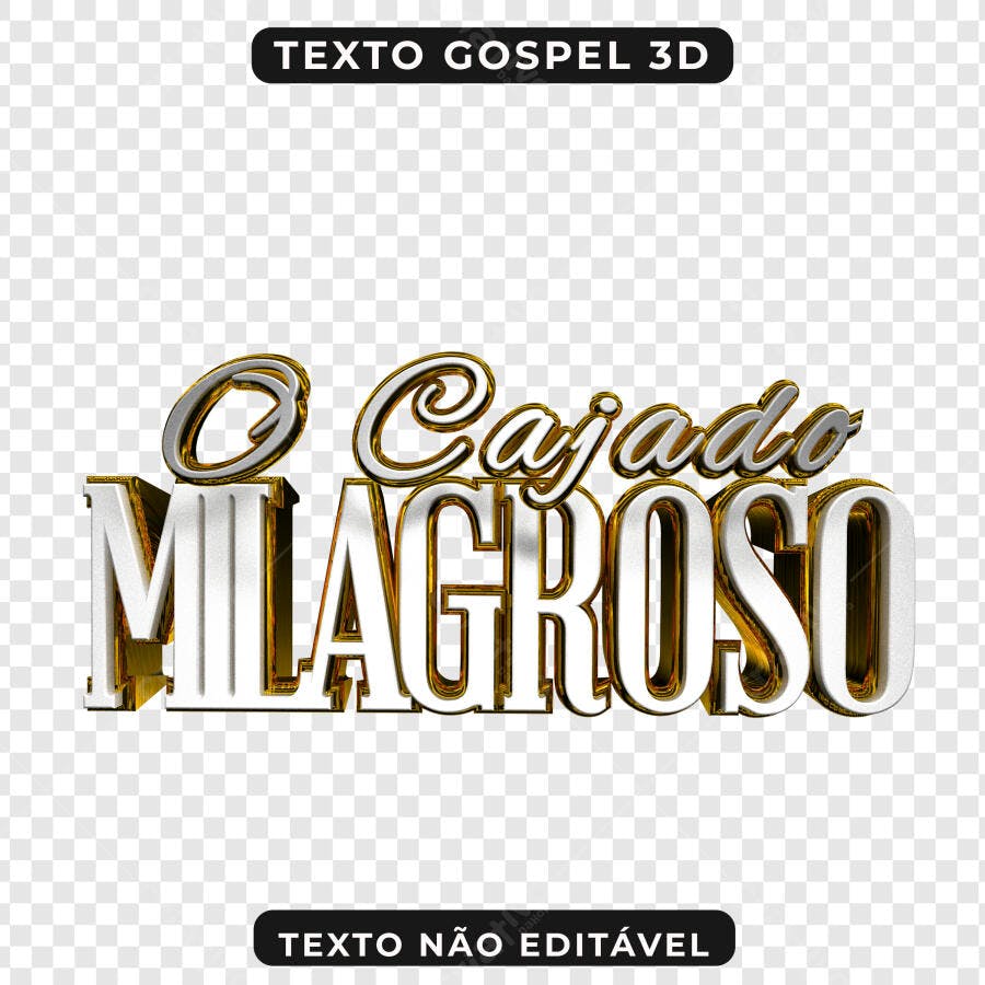 Selo 3D gospel metalizado dourado e prata