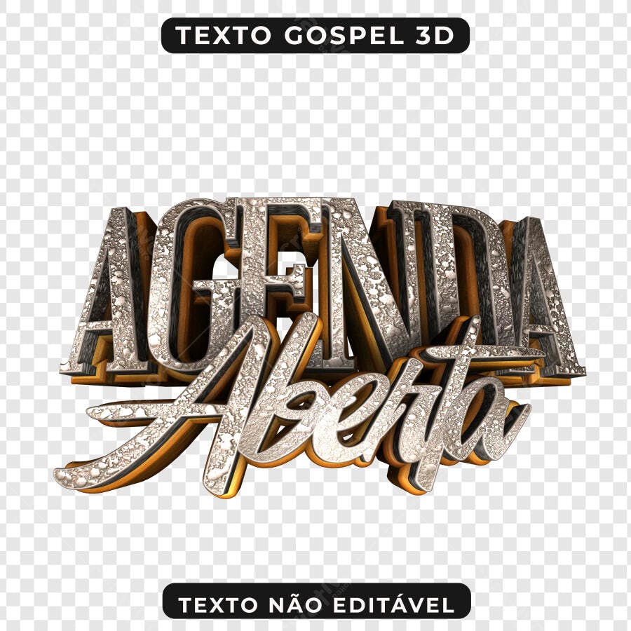 Selo 3D metálico prata e dourado com textura