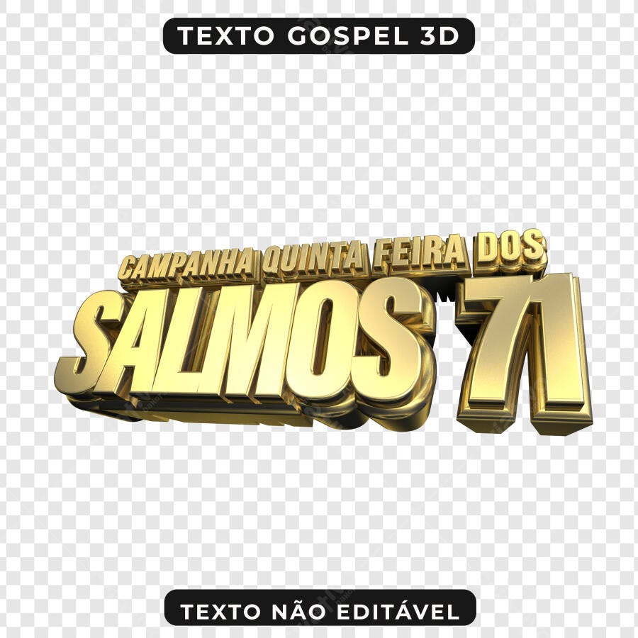 Selo 3D dourado evento religioso Salmos 71