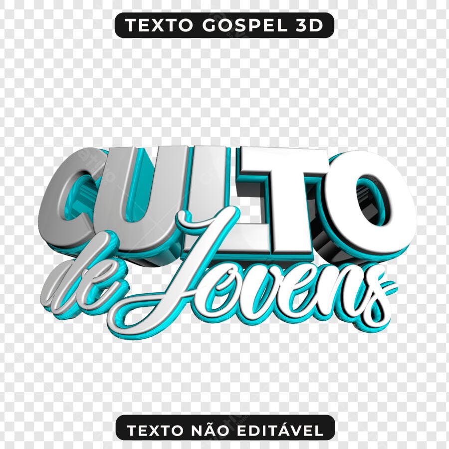 Selo 3D evento gospel branco e azul turquesa