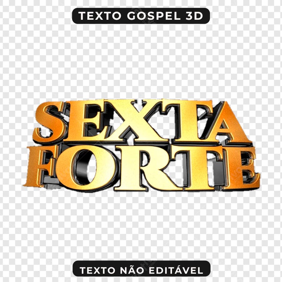 Selo 3D gospel dourado com contorno preto
