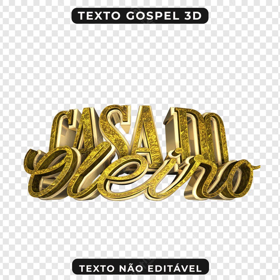 Selo 3D Casamento Dourado Metalizado
