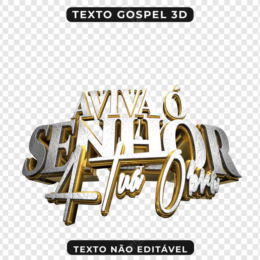 Selo 3D religioso dourado e prata metalizado