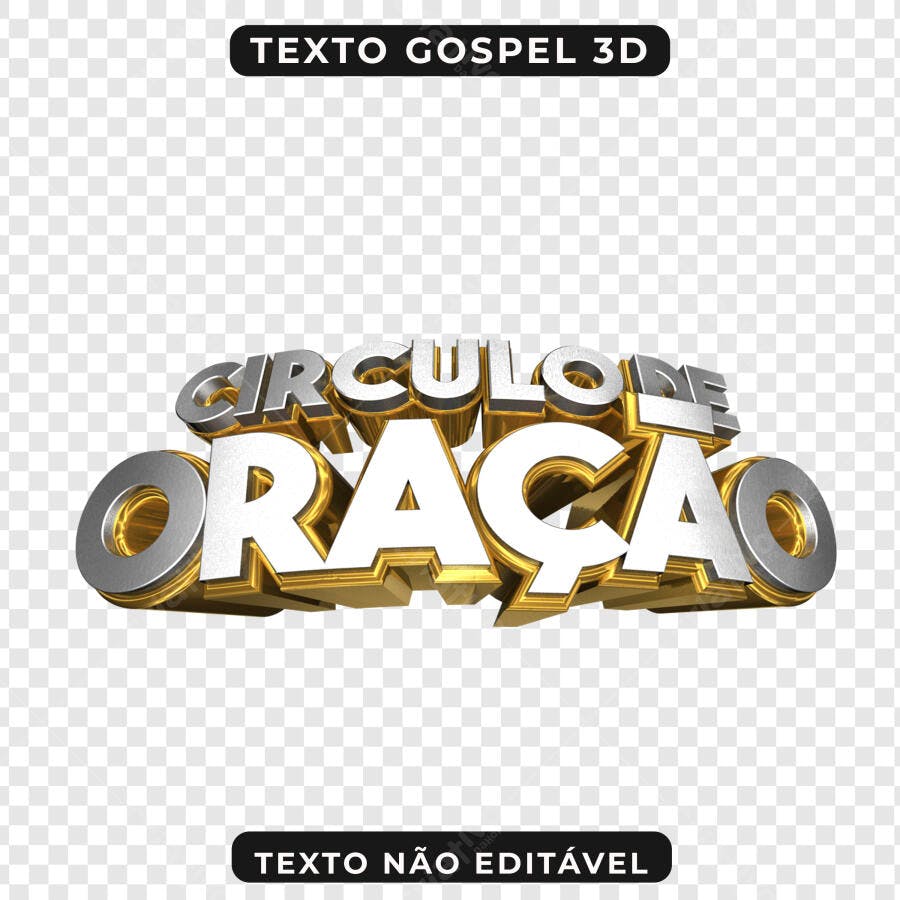 Selo 3D religioso dourado e prata