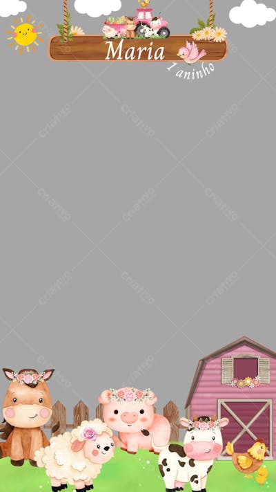 Moldura para convite infantil Fazendinha 