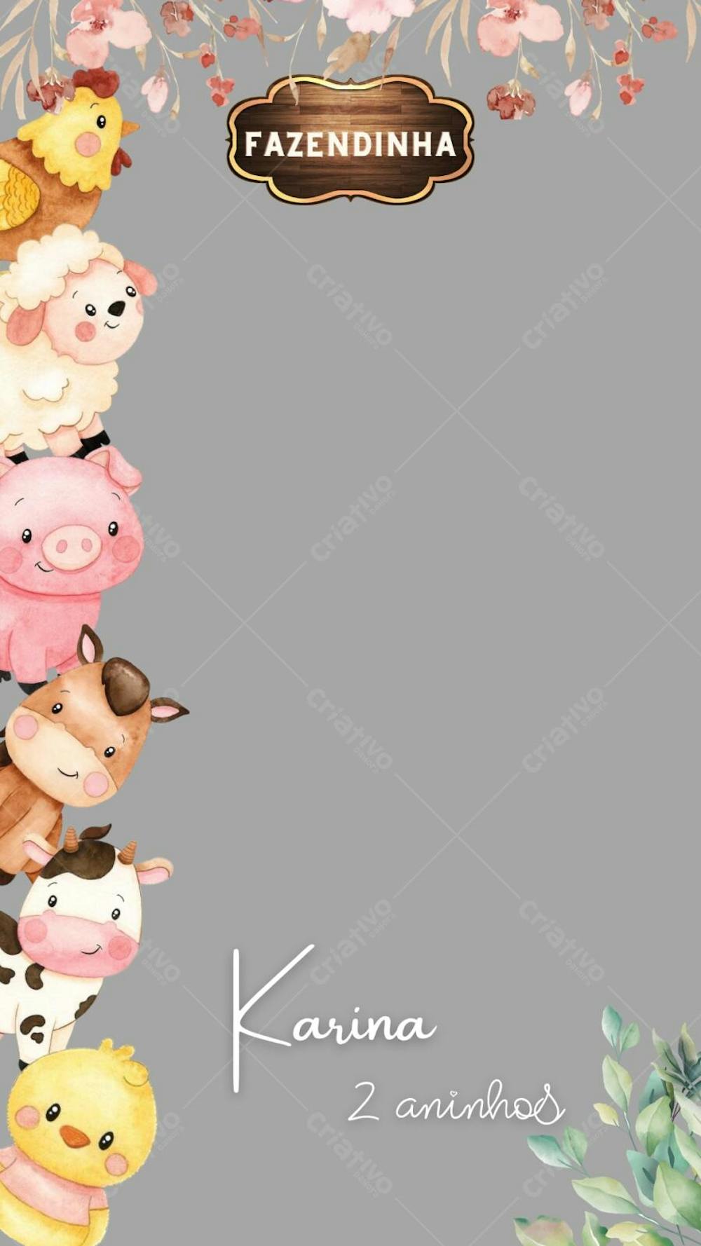 Moldura para convite infantil Fazendinha 