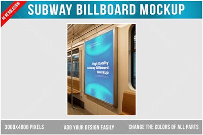 Anúncio Publicitário em metrô PSD editável Mockup