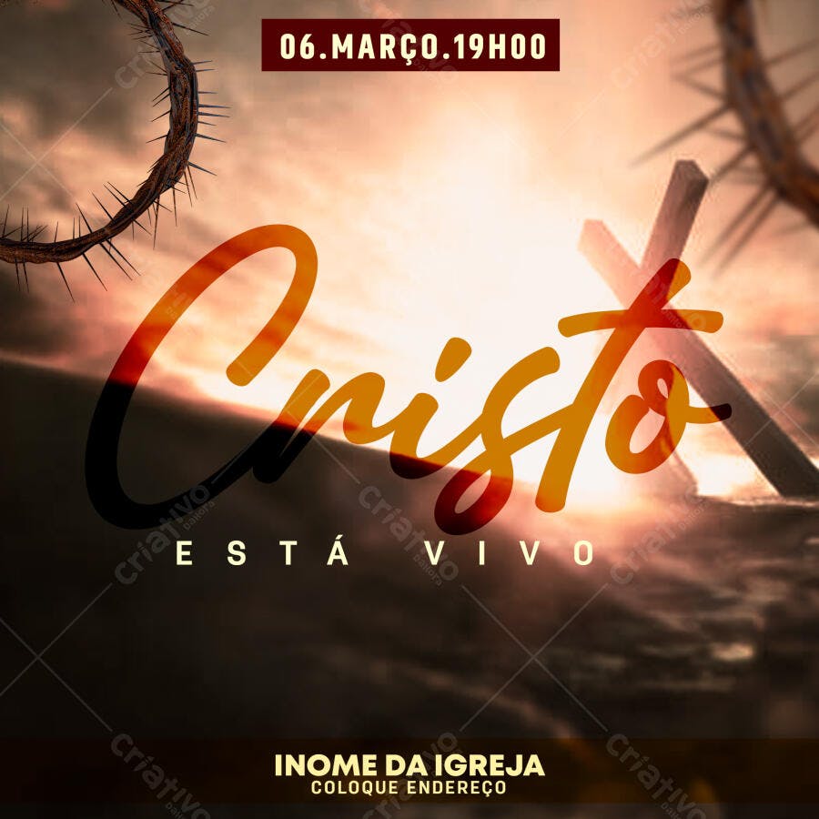 Flyer para Culto de Domingo PSD Editável