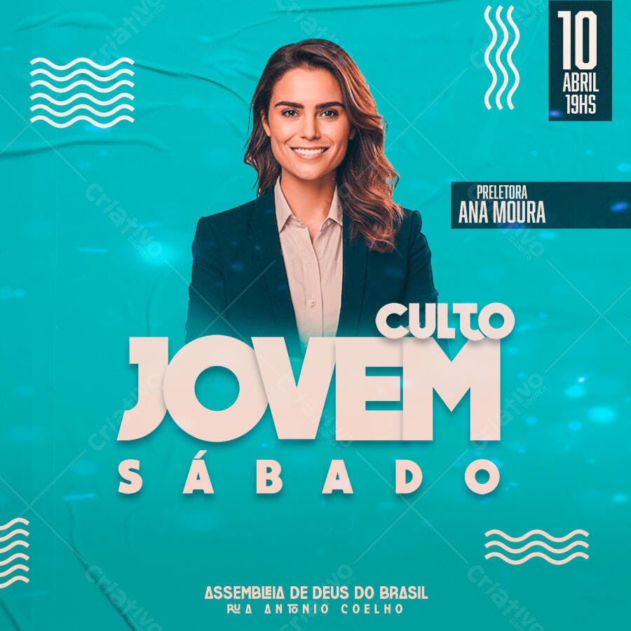 Flyer para Culto Jovem 10 de Abril PSD Editável