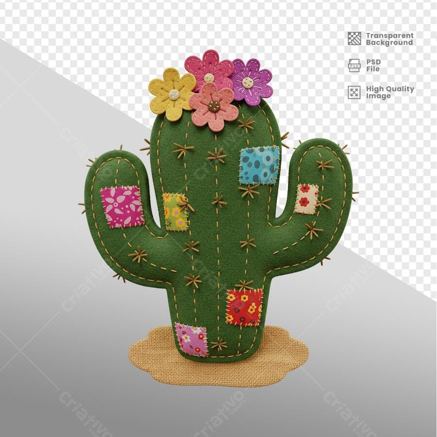 Ilustração Cacto Festa Junina PSD Editável
