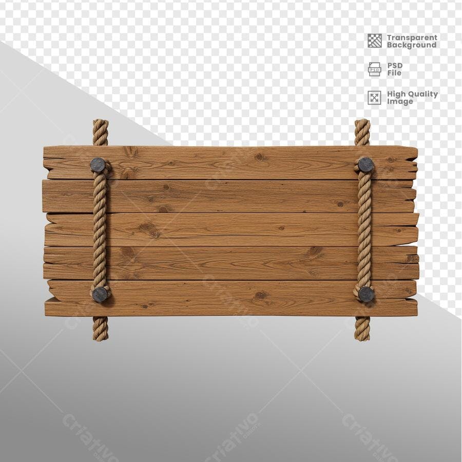 Placa de Madeira para Anúncios PSD Editável